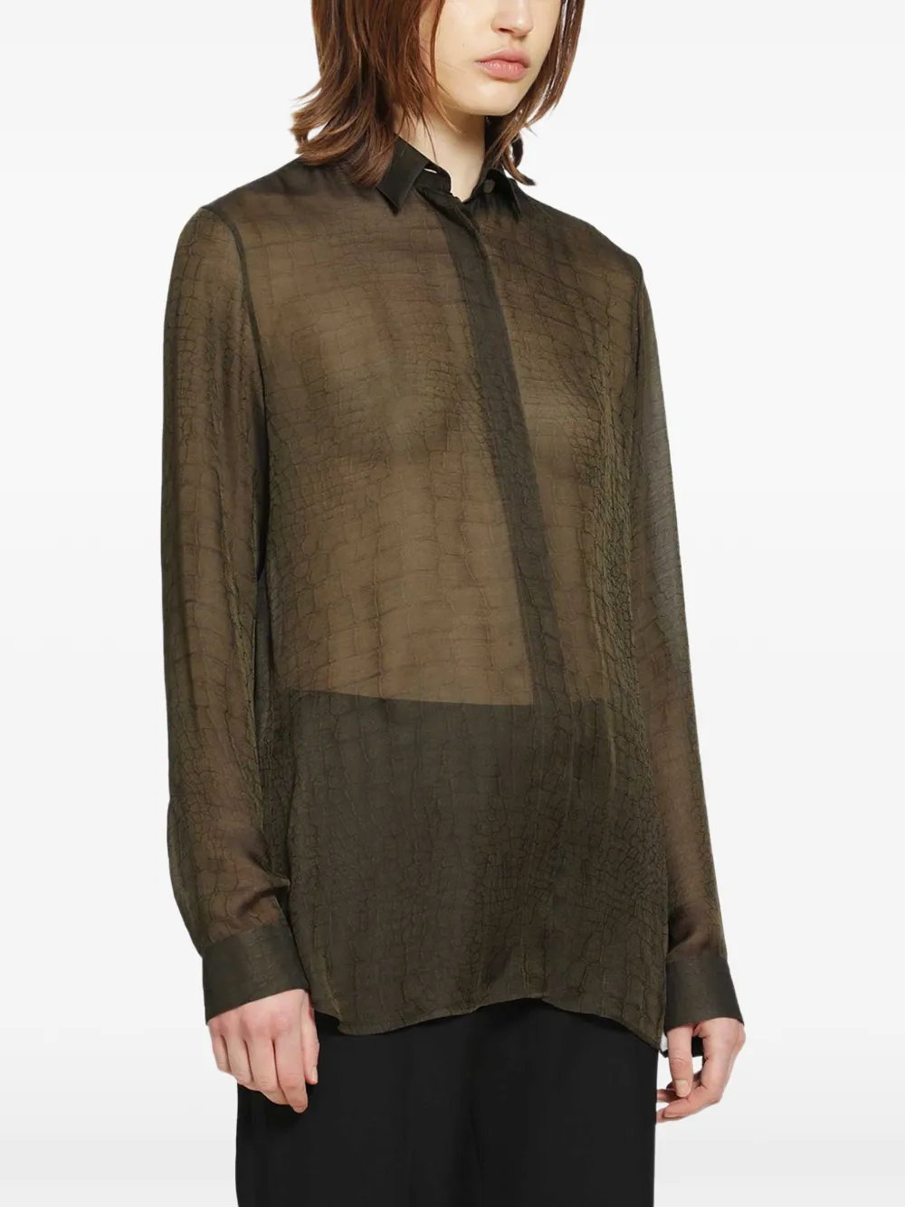 TOM FORD Blouse met krokodillen-print Groen