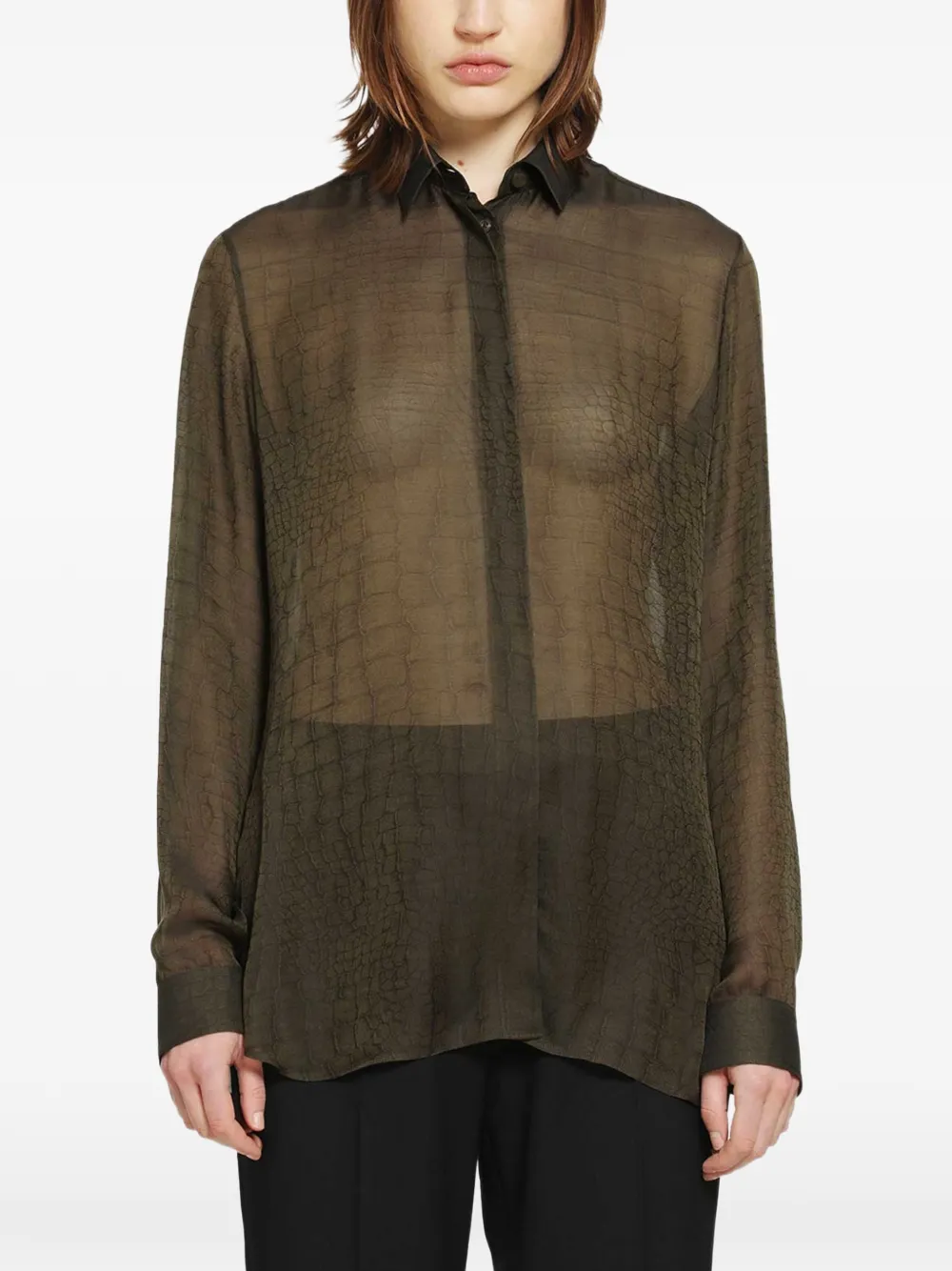 TOM FORD croc-print shirt - Green