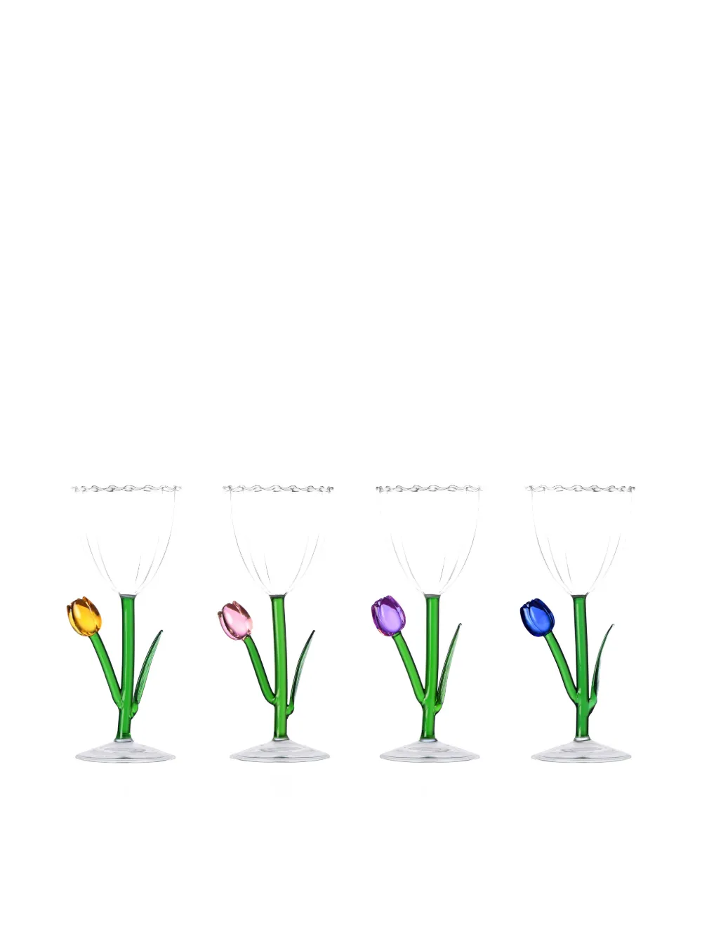 Ichendorf Milano Ichendorf Milano Tulpen-Trinkgläser mit botanischem Stiel (4er-Set) - Weiß aus BOROSILICATE