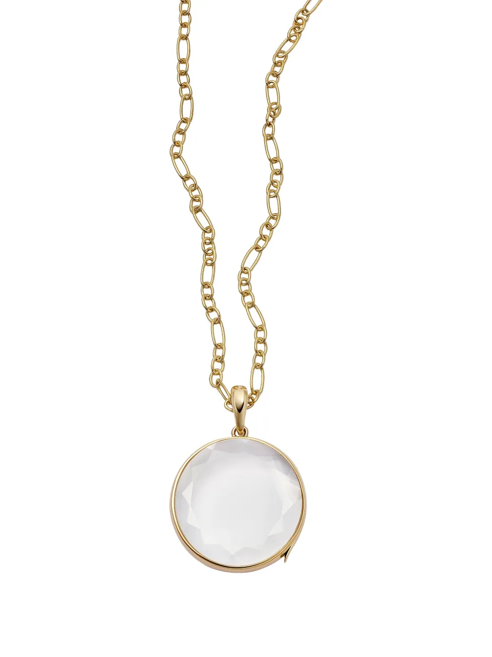 Loquet large Locket and Figaro chain necklace set - Oro