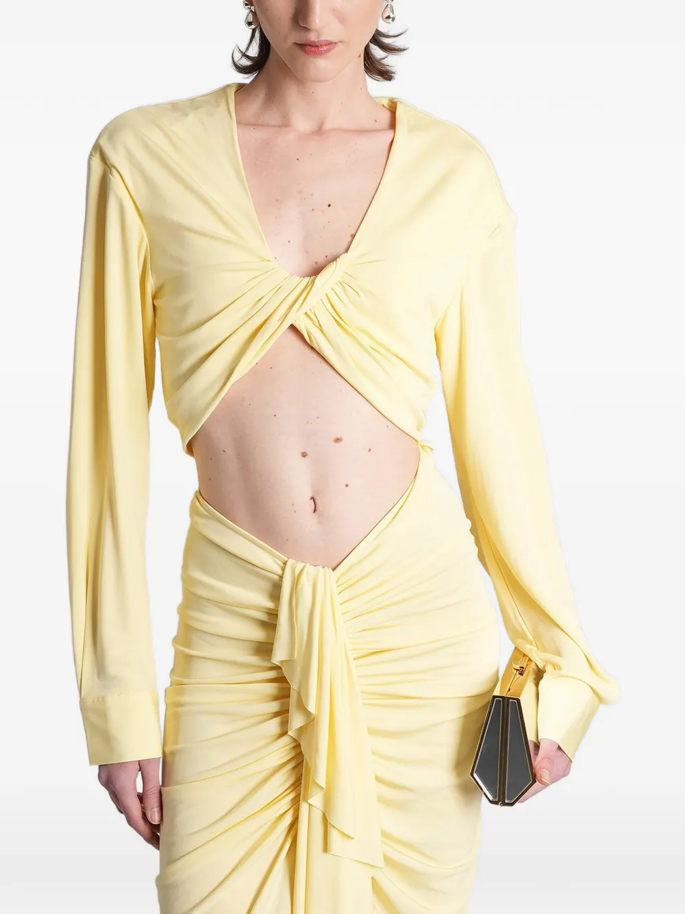 Christopher Esber twist-detail cropped top - Giallo