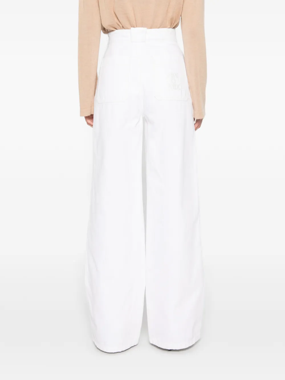Max Mara Katoenen denim broek met wijde pijpen Wit