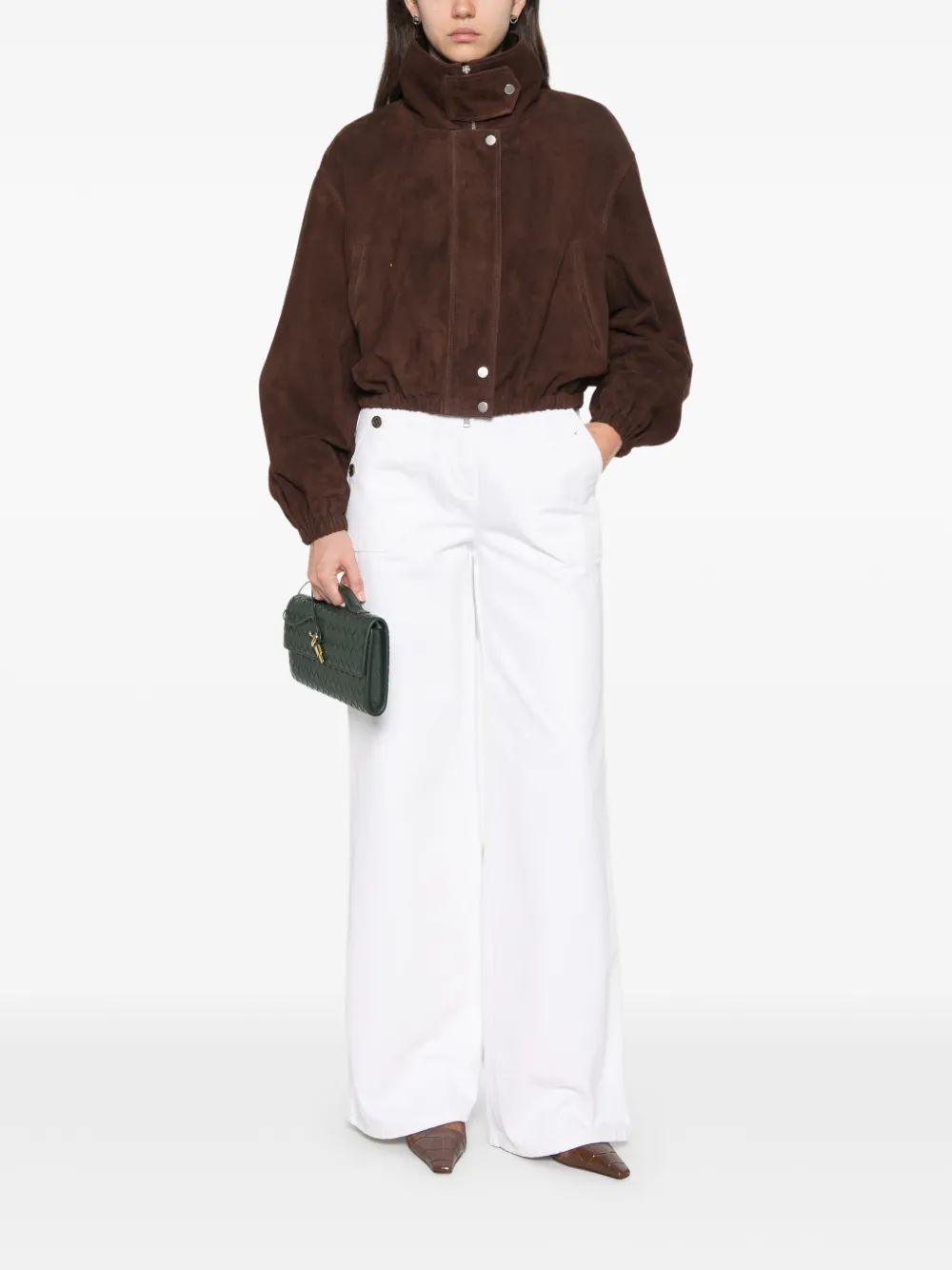 Max Mara Katoenen denim broek met wijde pijpen Wit