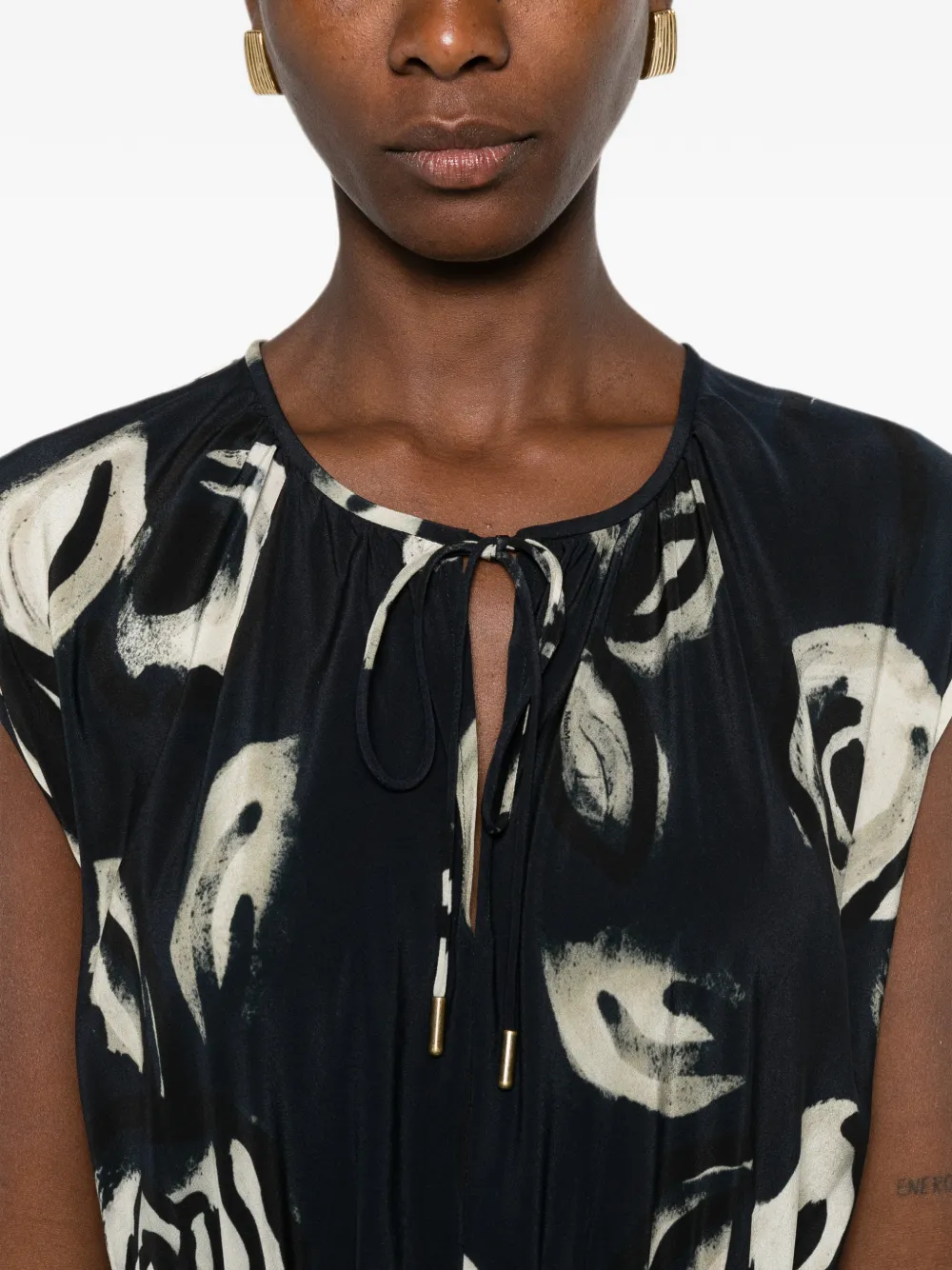 Max Mara Maxi-jurk met gestrikte hals Blauw
