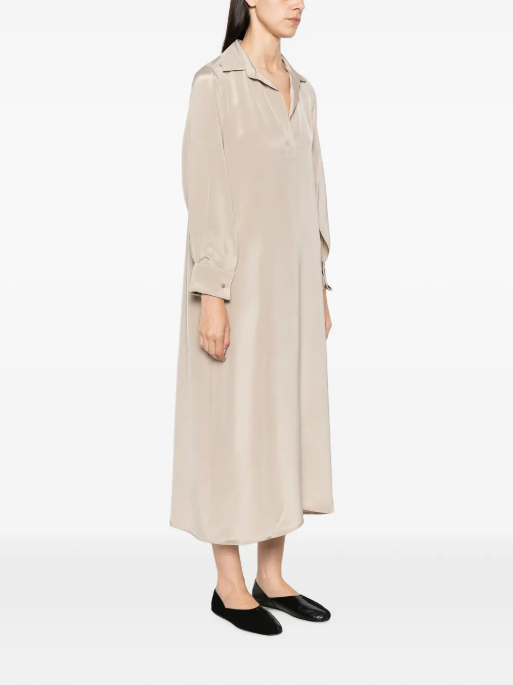 Max Mara Gambero zijden midi-jurk Beige