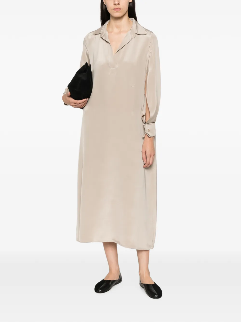 Max Mara Gambero zijden midi-jurk Beige