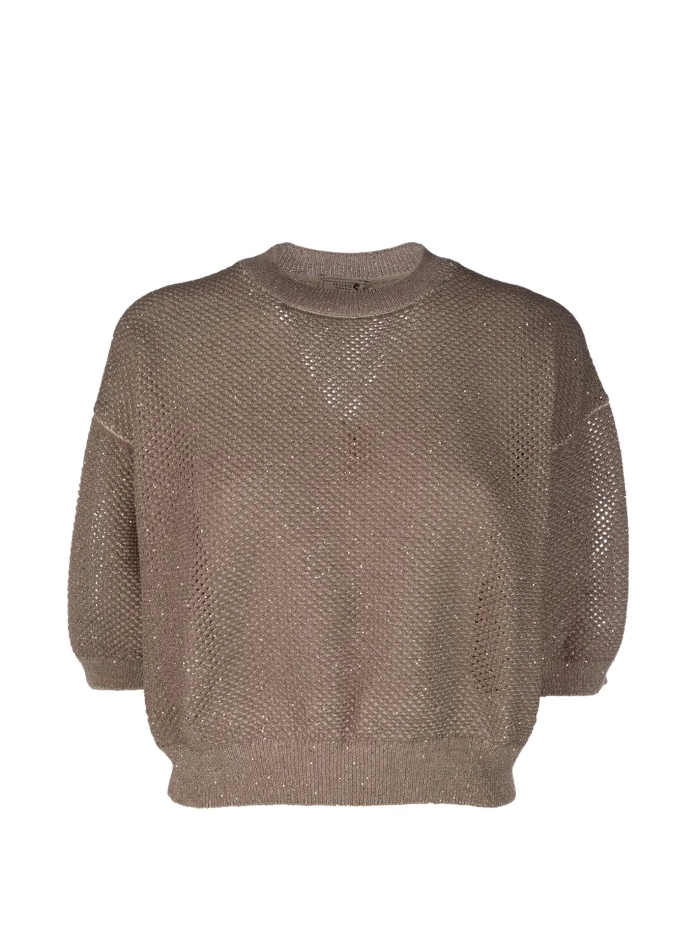 Peserico crew-neck embellished sweater - Marrone