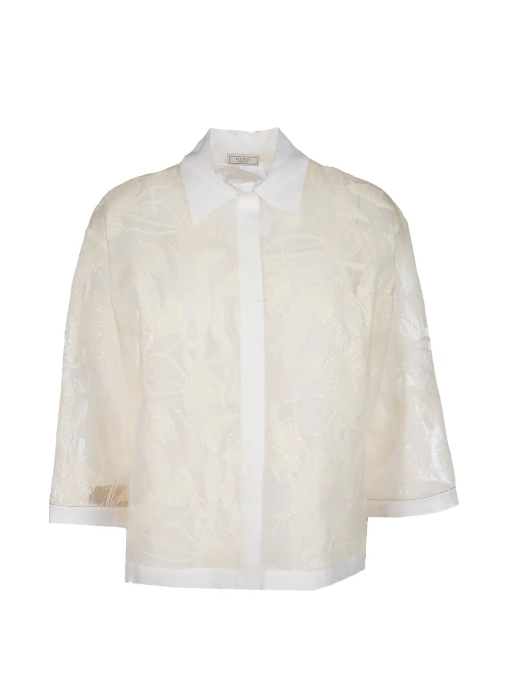 Peserico sequin-embellished embroidered shirt - Toni neutri