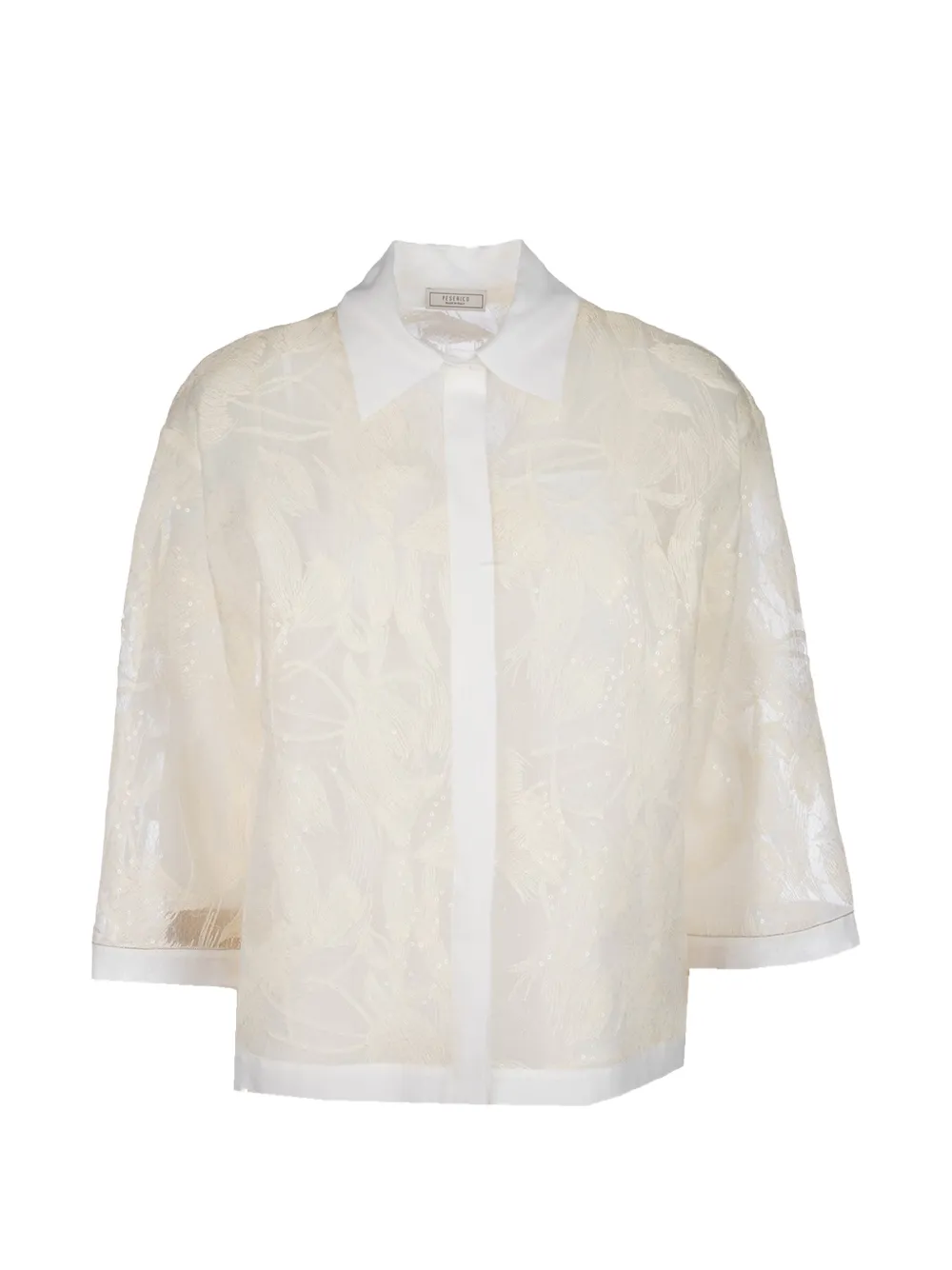 Peserico sequin-embellished embroidered shirt - Toni neutri
