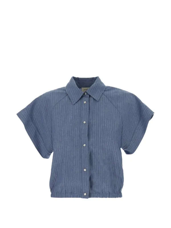 Jacob Cohën Pinstripe-pattern Elasticated-hem Shirt in Blue