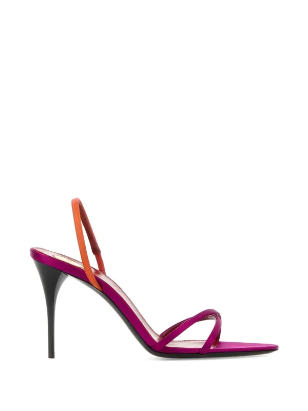 Saint Laurent Justify Slingback Sandals in Satin Crepe in Pink