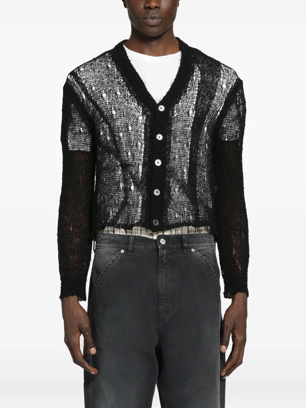 OUR LEGACY Academy laddered-knit cardigan - Schwarz