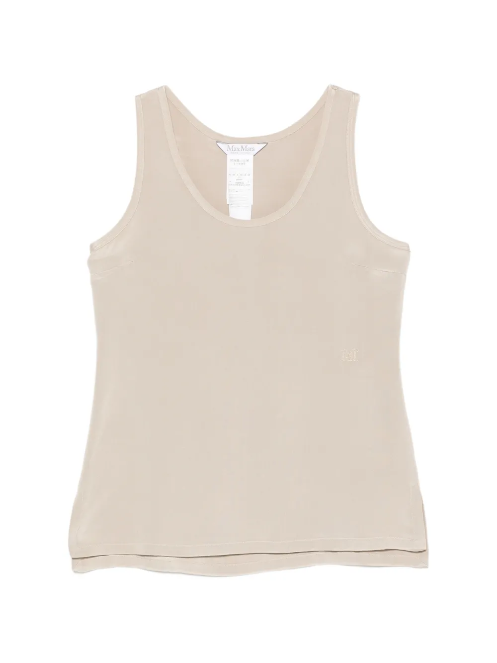 Max Mara satin-finish logo-embroidered top - Neutrals
