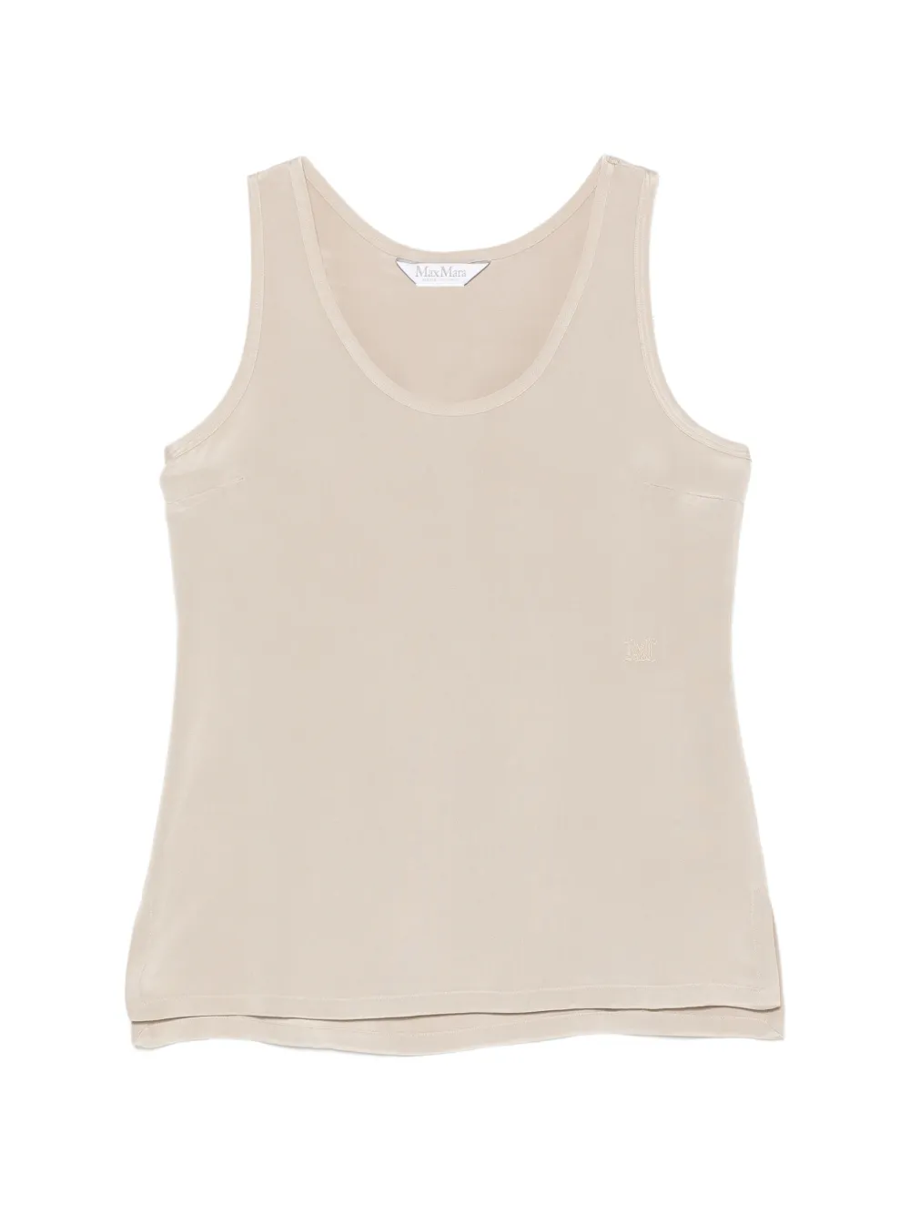 Max Mara satin-finish logo-embroidered top - Neutrals