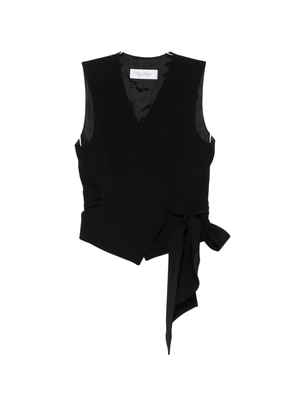Max Mara Wrap-style Sleeveless Waistcoat In Black
