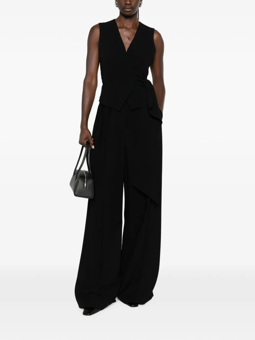 Max Mara Mouwloos wikkelgilet Zwart