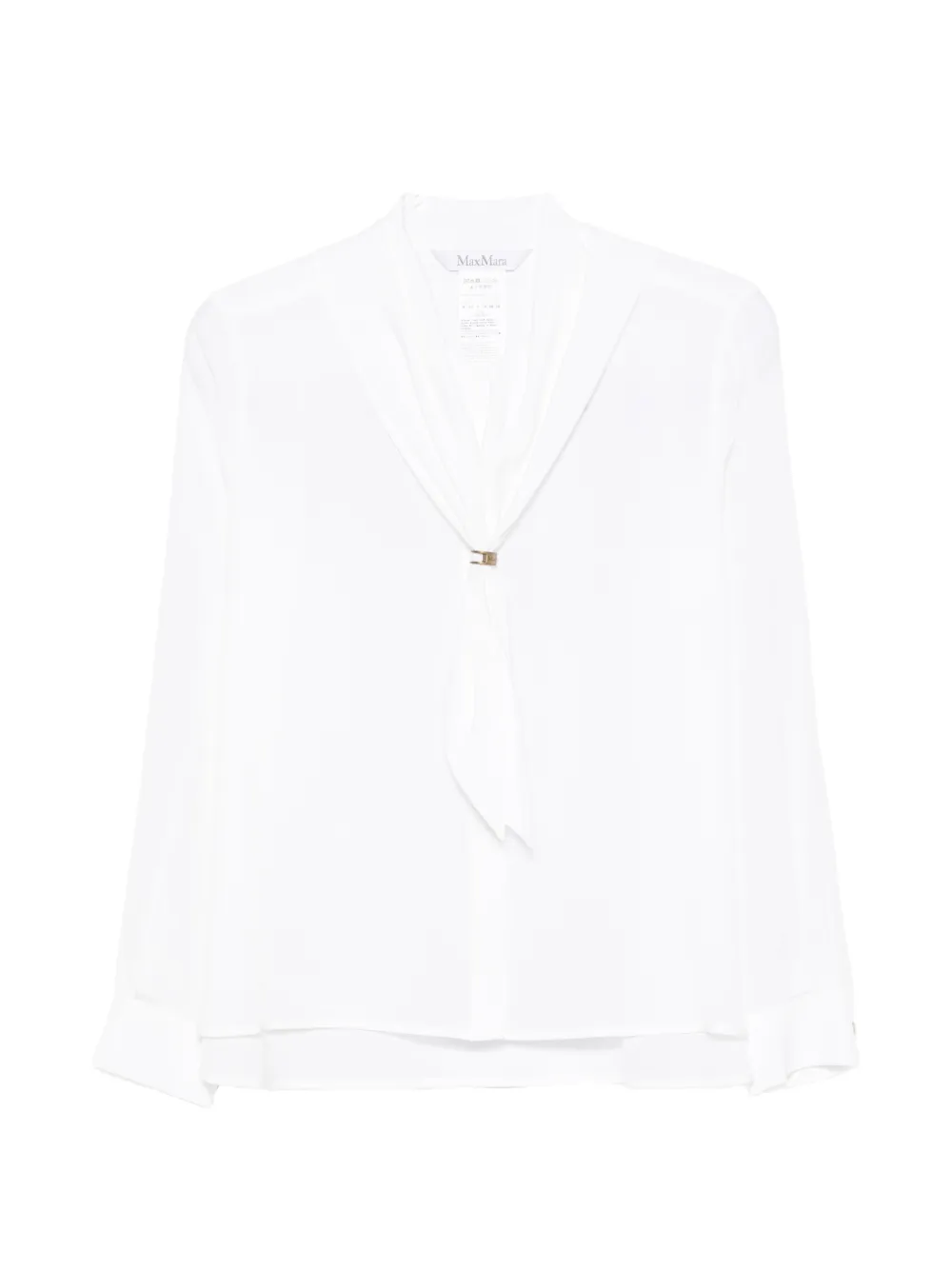 Max Mara tie-neck long-sleeve shirt - White