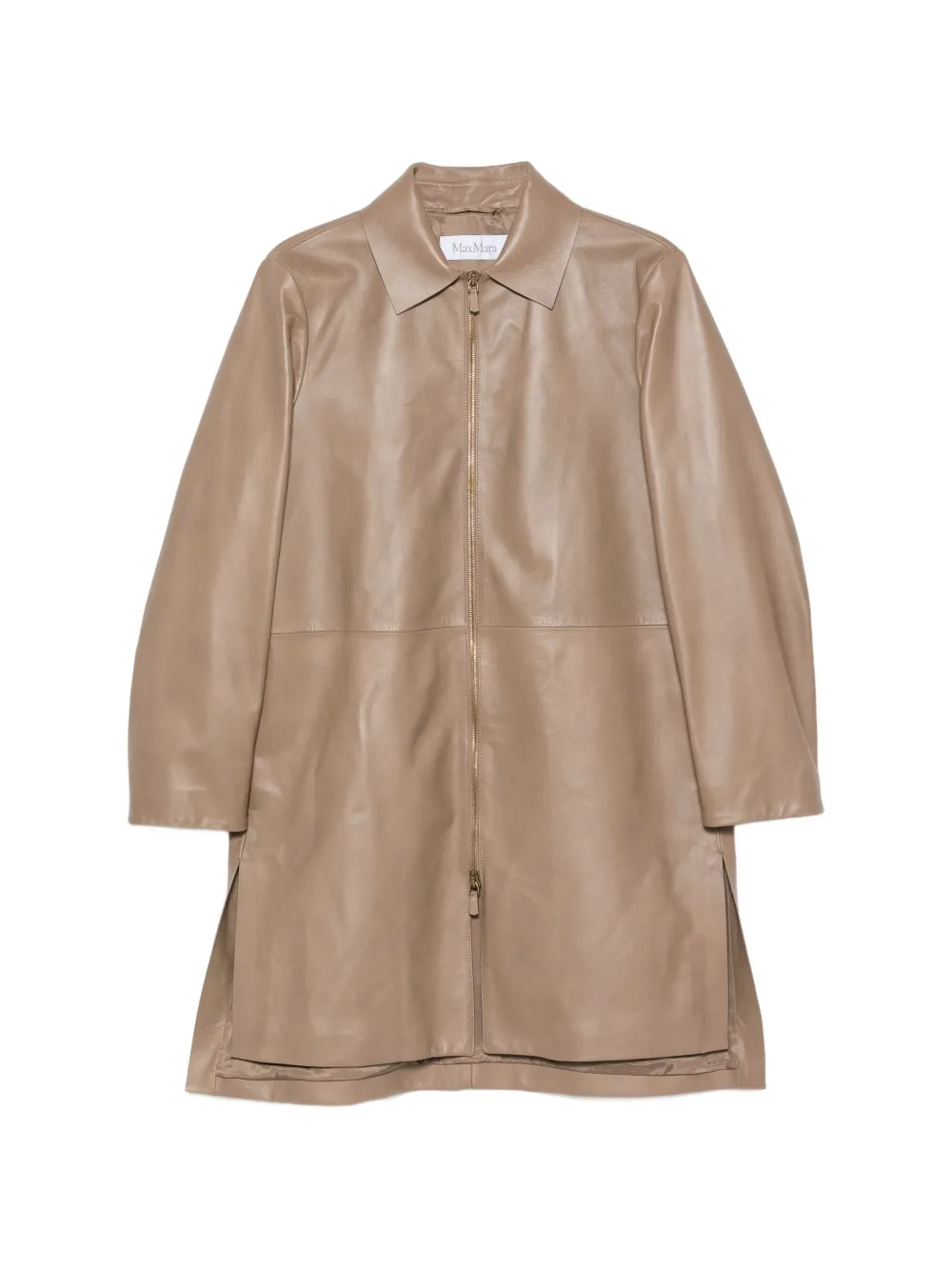 Max Mara leather zip-up coat - Neutrals