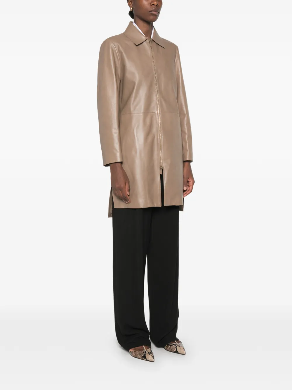 Max Mara Leren jas Beige