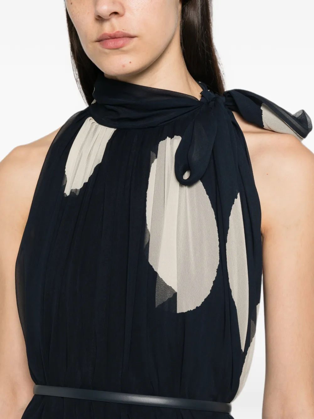 Max Mara Maxi-jurk met plooien en stippen Zwart