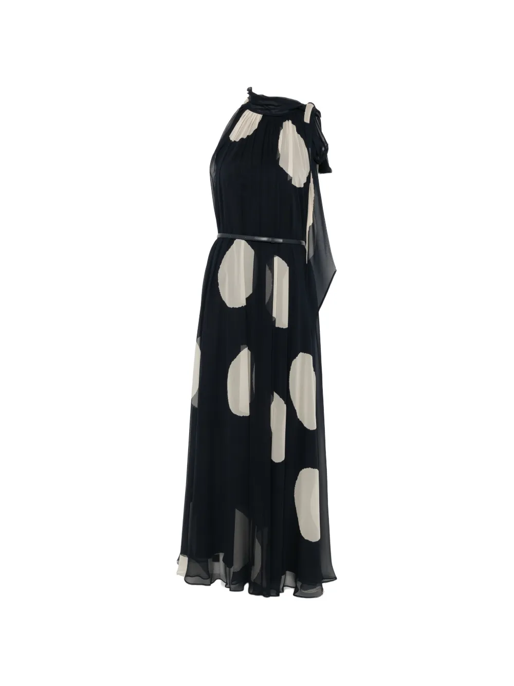 Max Mara polka-dot-print pleated maxi dress - Black