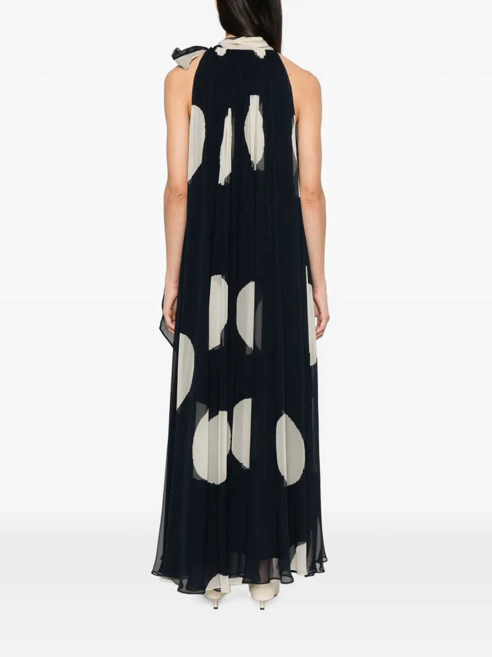 Max Mara Maxi-jurk met plooien en stippen Zwart
