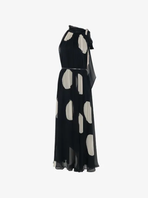Max Mara vestido largo con motivo de lunares y pliegues