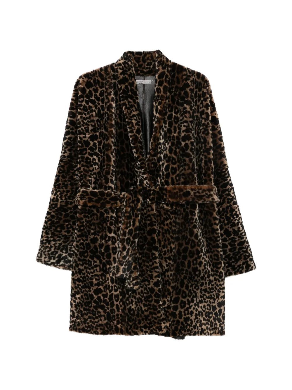 Nour Hammour Raquel leopard-print belted coat - Marrone