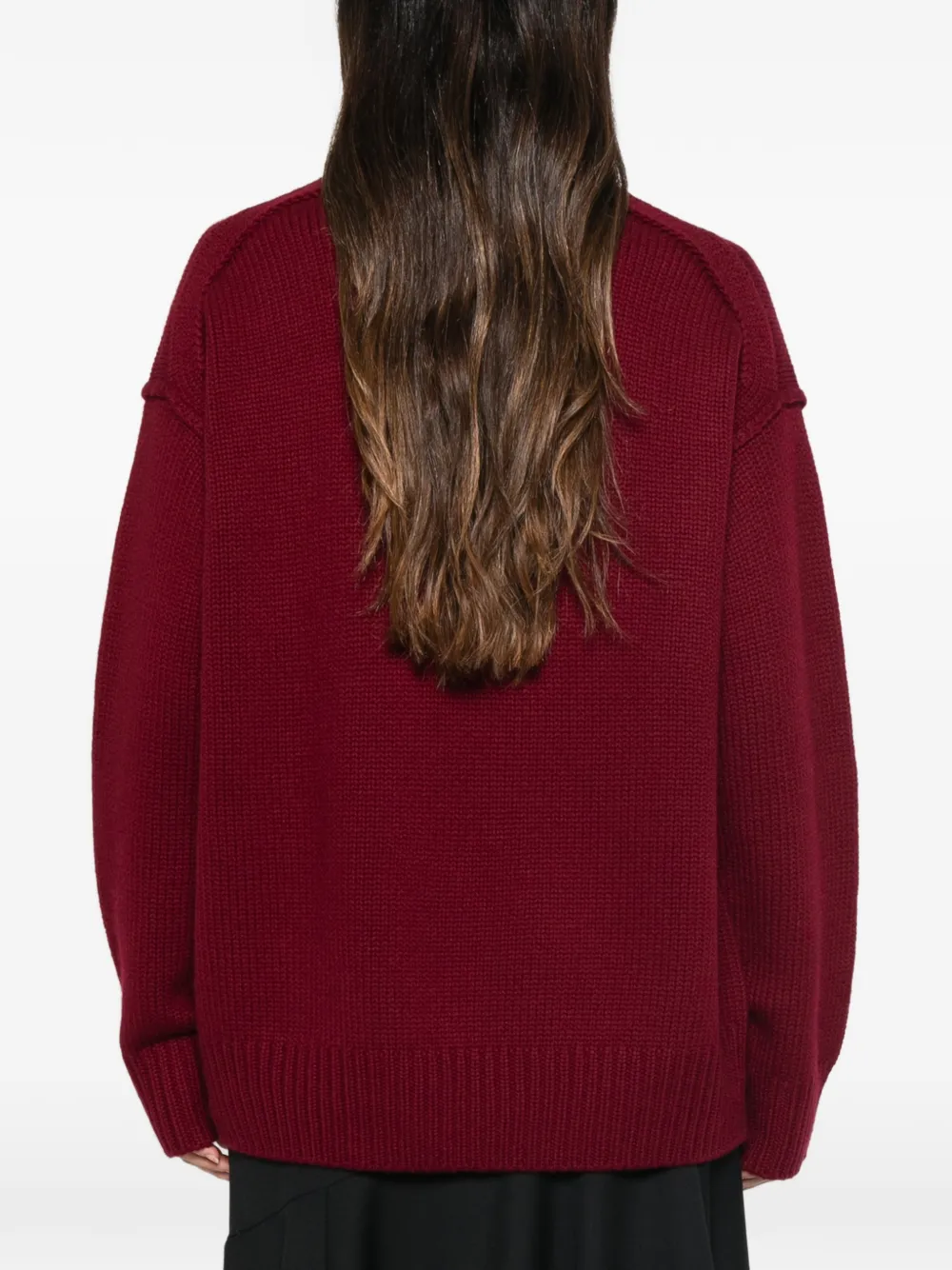 Nour Hammour Jude V-neck Sweater in Red, view 4