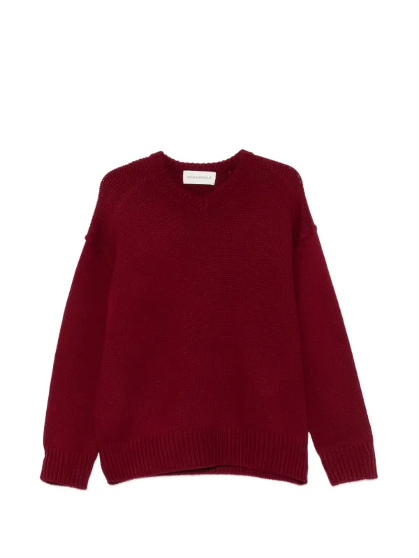 Nour Hammour Jude V-neck Sweater in Red