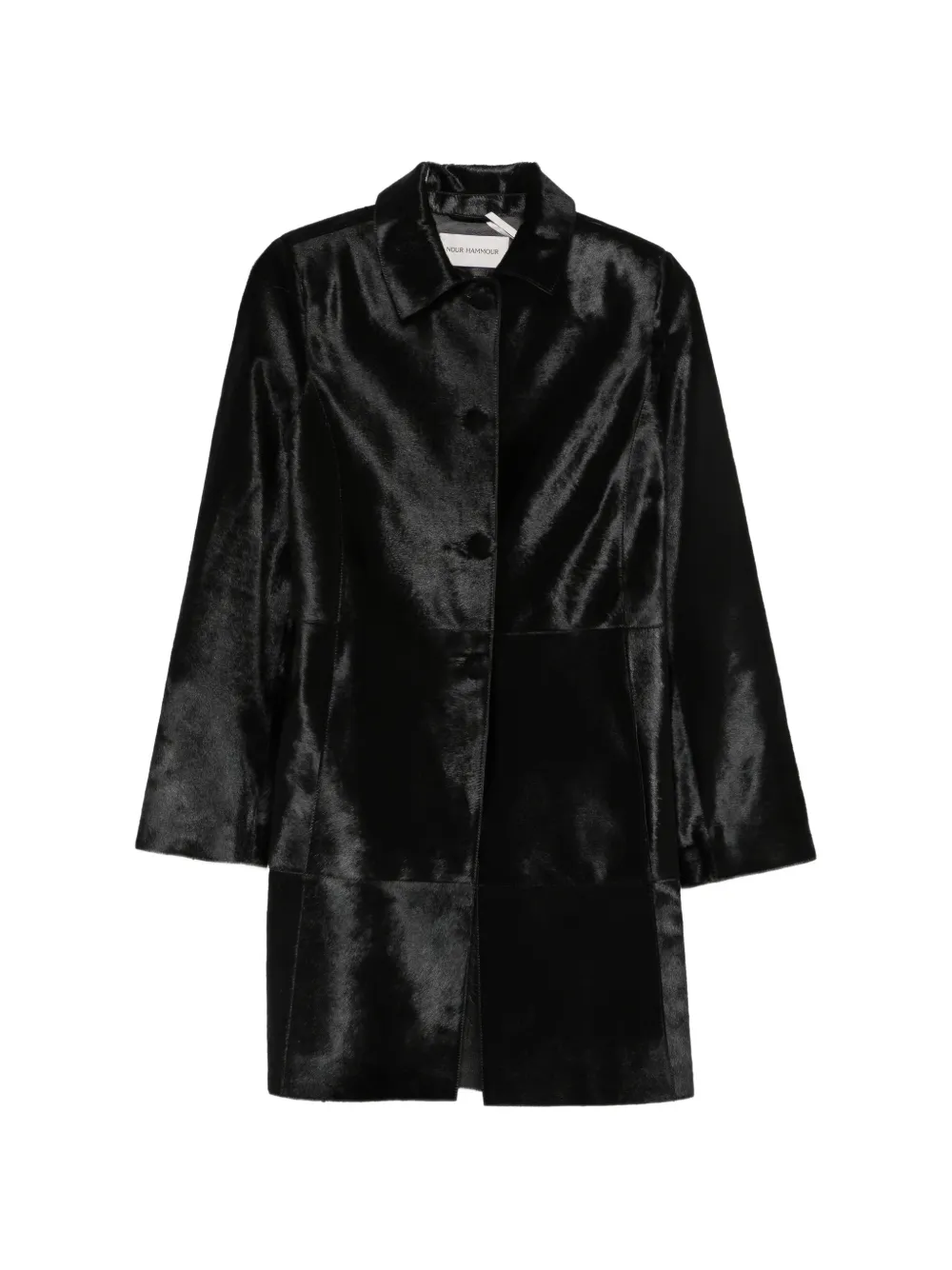 Nour Hammour Stella lamb-hair coat - Nero