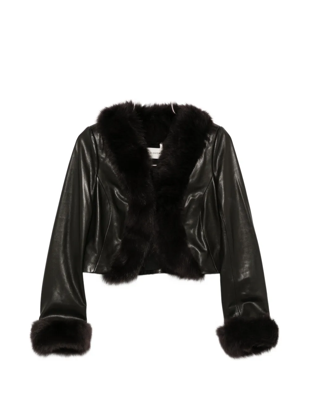 Nour Hammour Sofie fur-trimmed leather jacket