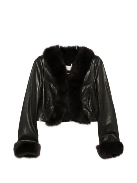 Nour Hammour Sofie fur-trimmed leather jacket