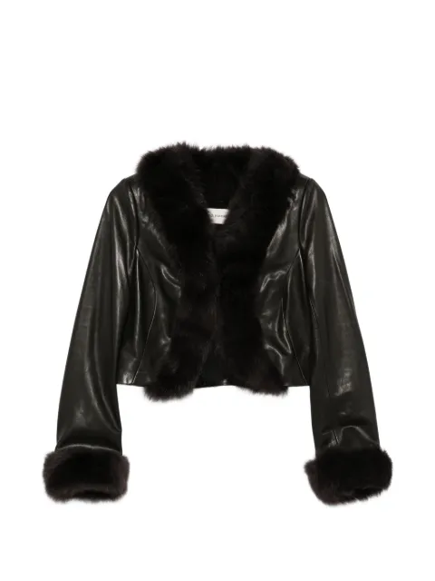 Nour Hammour Sofie fur-trimmed leather jacket