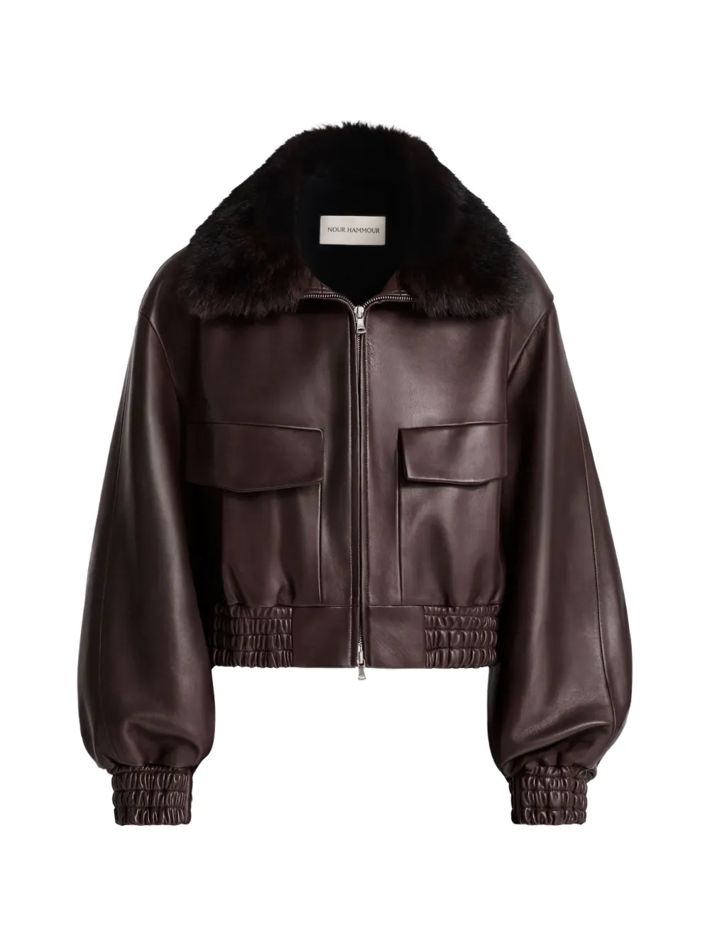 Nour Hammour Ellery leather jacket - Marrone