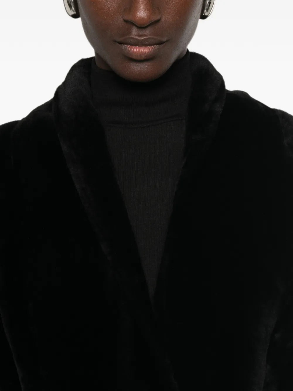 Nour Hammour Raquel Robe Coat in Black, view 5
