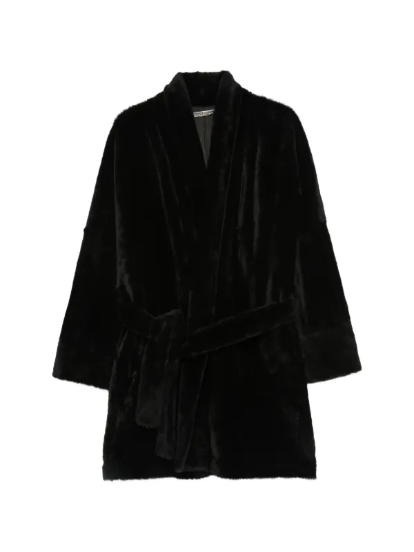 Nour Hammour Raquel Robe Coat in Black
