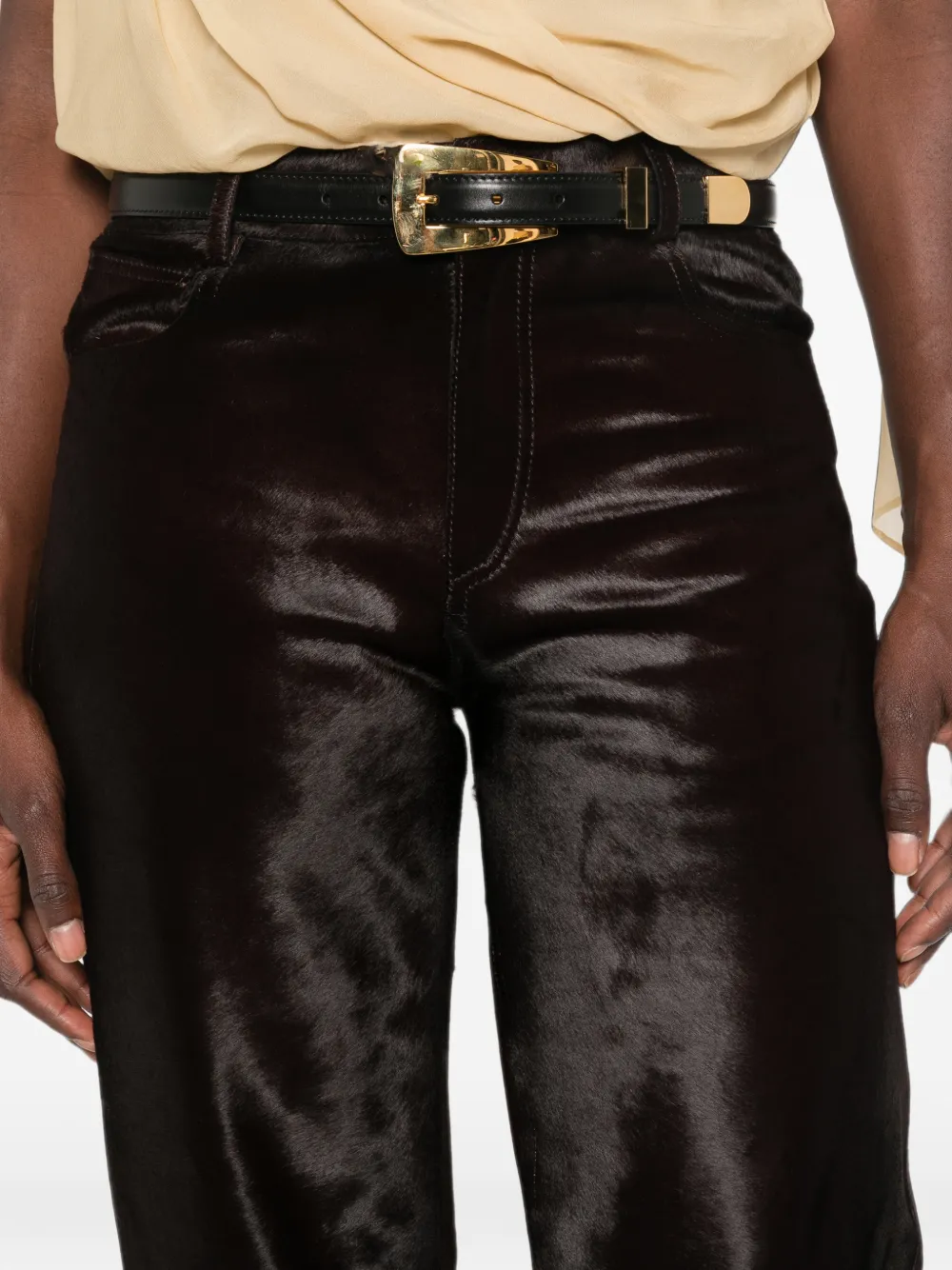 Nour Hammour Kitty Straight-leg Trousers in Brown, view 5