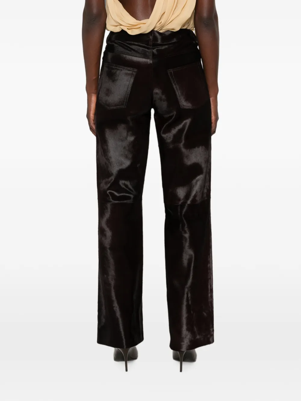 Nour Hammour Kitty Straight-leg Trousers in Brown, view 4