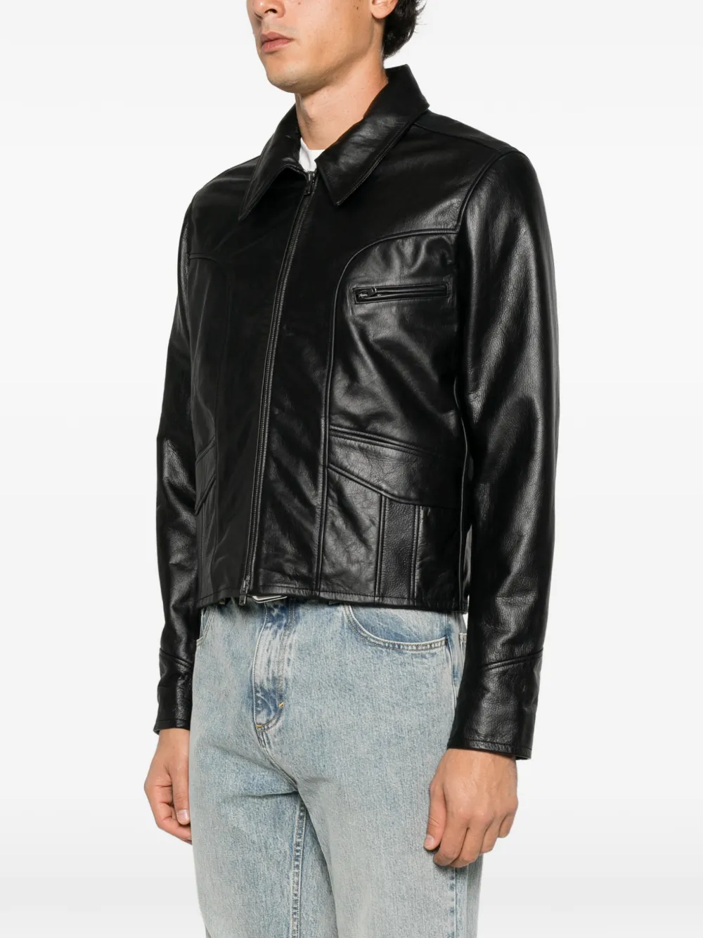 AMIRI hip-pocket leather jacket Zwart