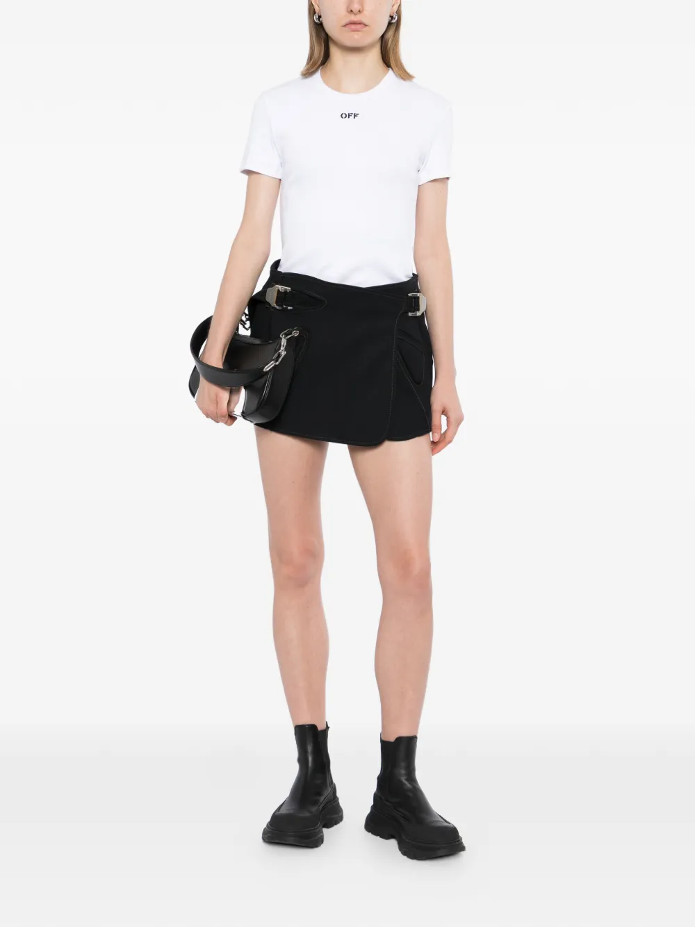 Off-White Off Stamp geribbeld T-shirt Wit