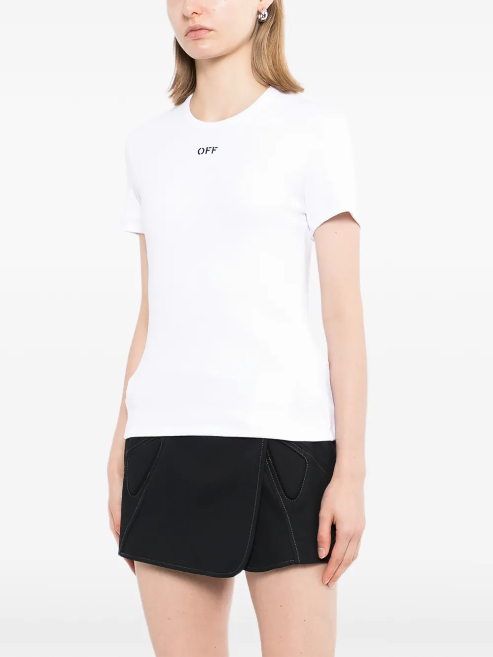 Off-White Off Stamp geribbeld T-shirt Wit