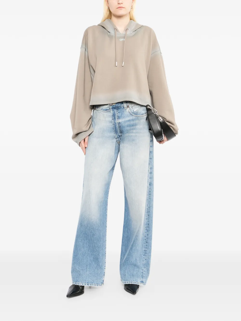 Off-White Hoodie met logo en spray-effect Beige