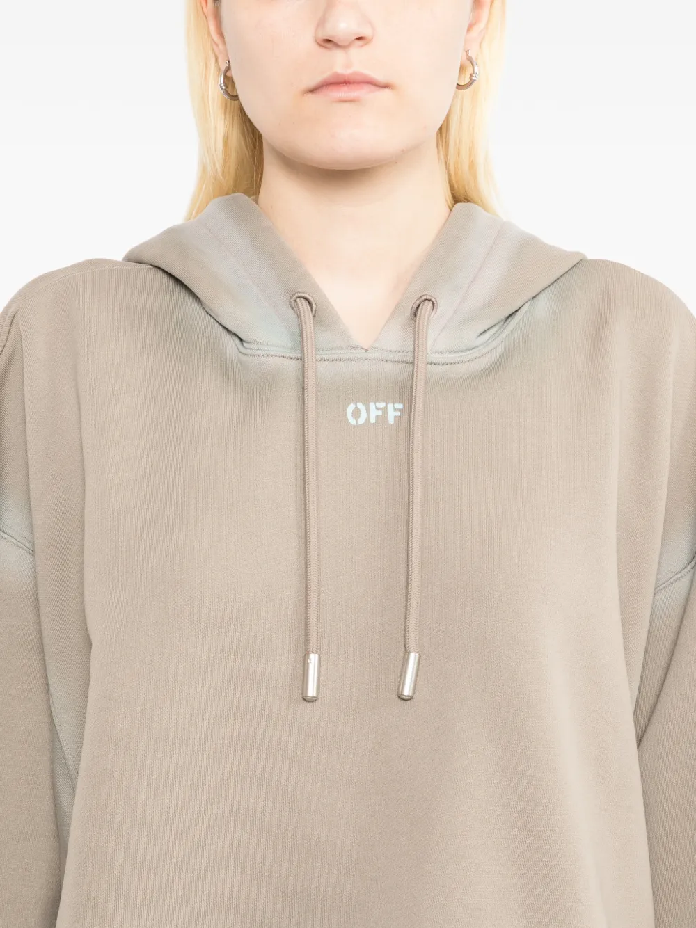 Off-White Hoodie met logo en spray-effect Beige