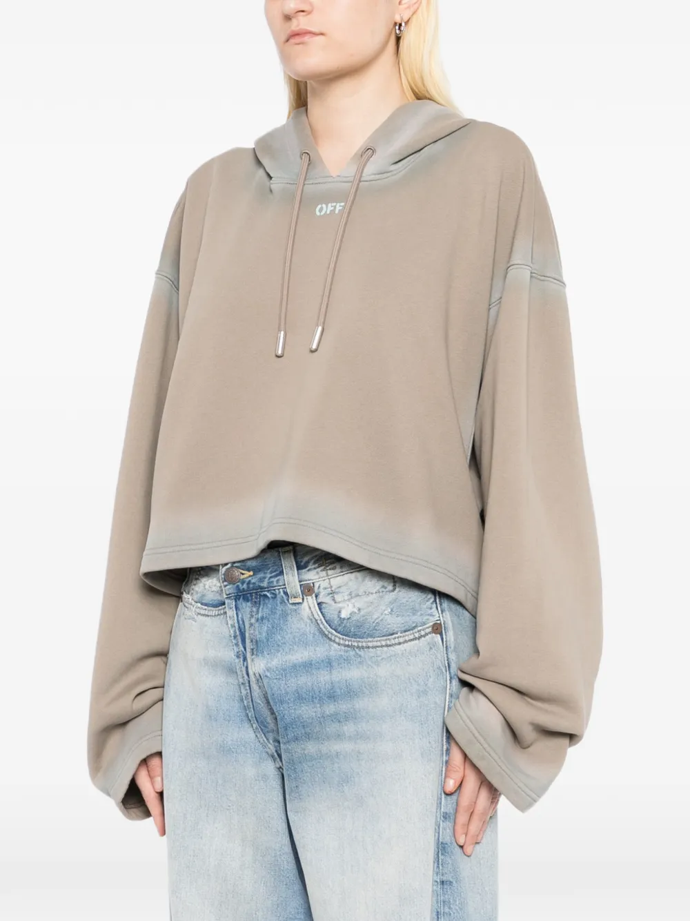 Off-White Hoodie met logo en spray-effect Beige