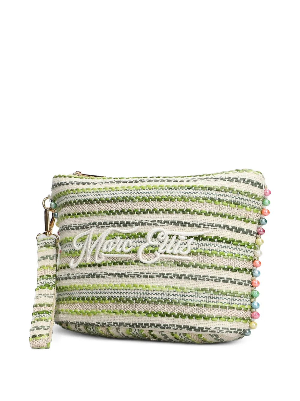 Marc Ellis Cassy gestreepte clutch verfraaid met kralen Beige