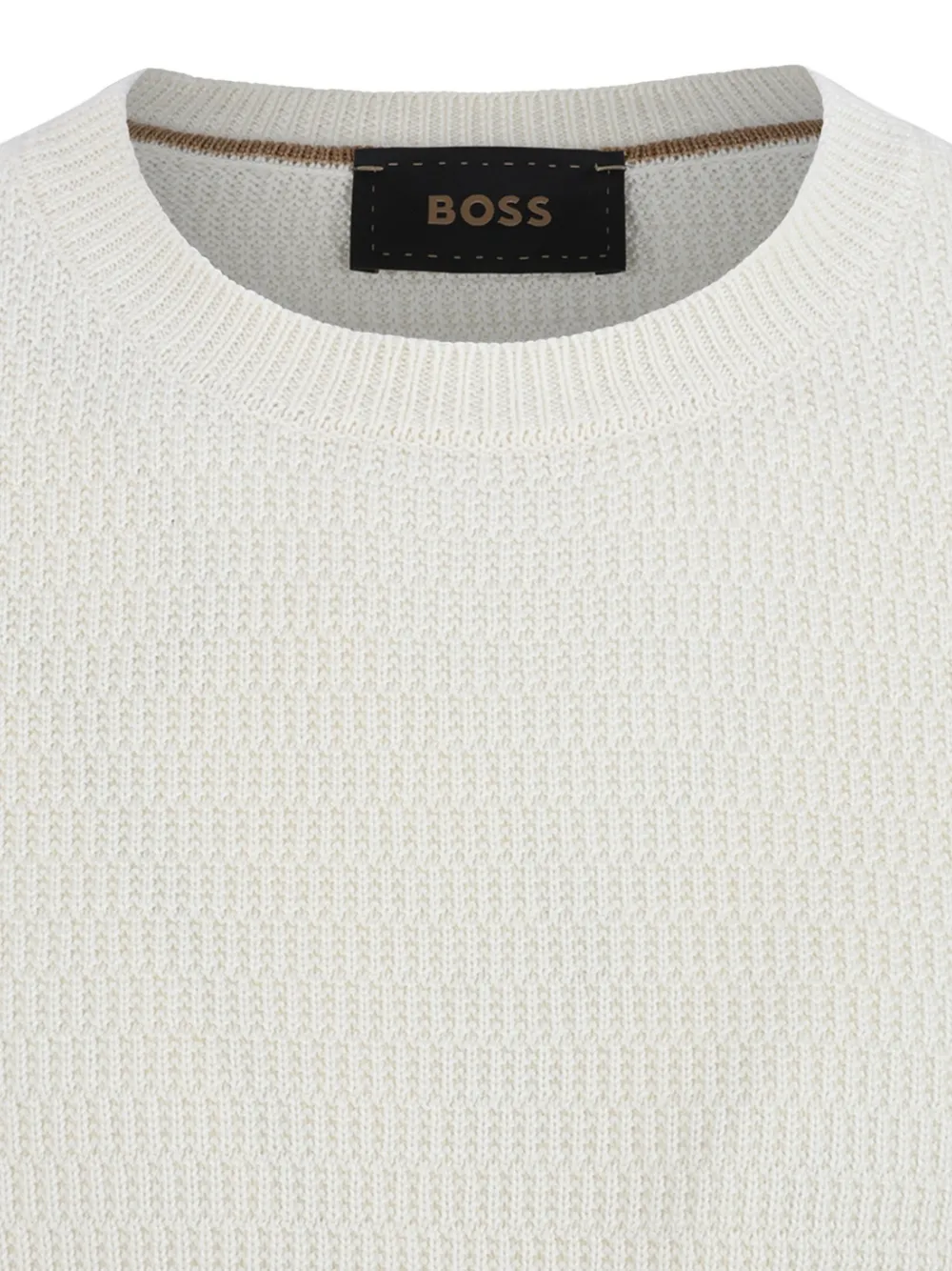 BOSS Trui met ronde hals en textuur Beige
