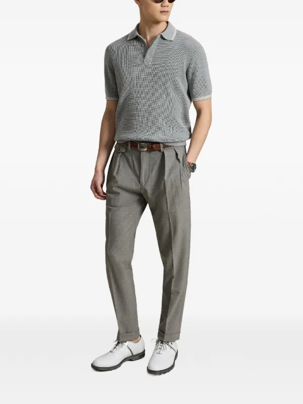 RLX Ralph Lauren waffle-knit Cotton Polo Shirt | Grey | FARFETCH