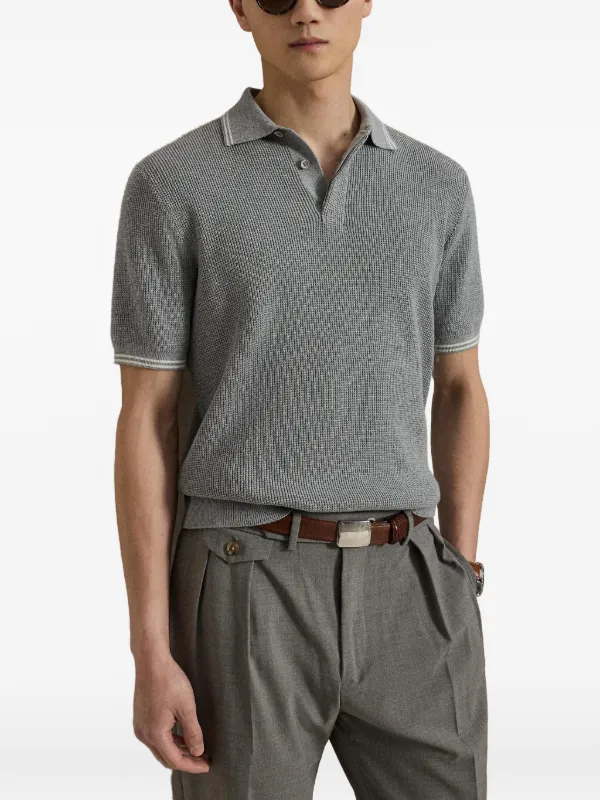 RLX Ralph Lauren waffle-knit Cotton Polo Shirt | Grey | FARFETCH