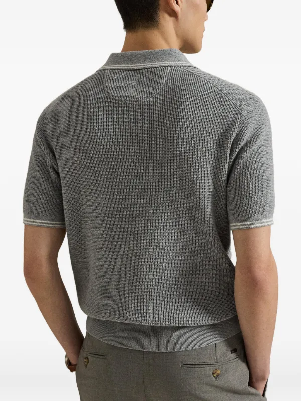RLX Ralph Lauren waffle-knit Cotton Polo Shirt | Grey | FARFETCH